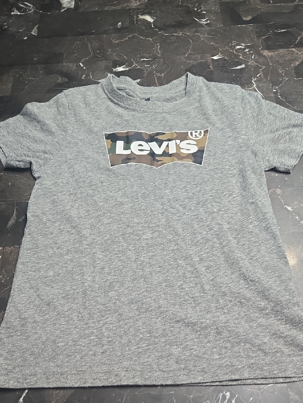 Levi's Heather Gray Tee with Camo Logo Panel